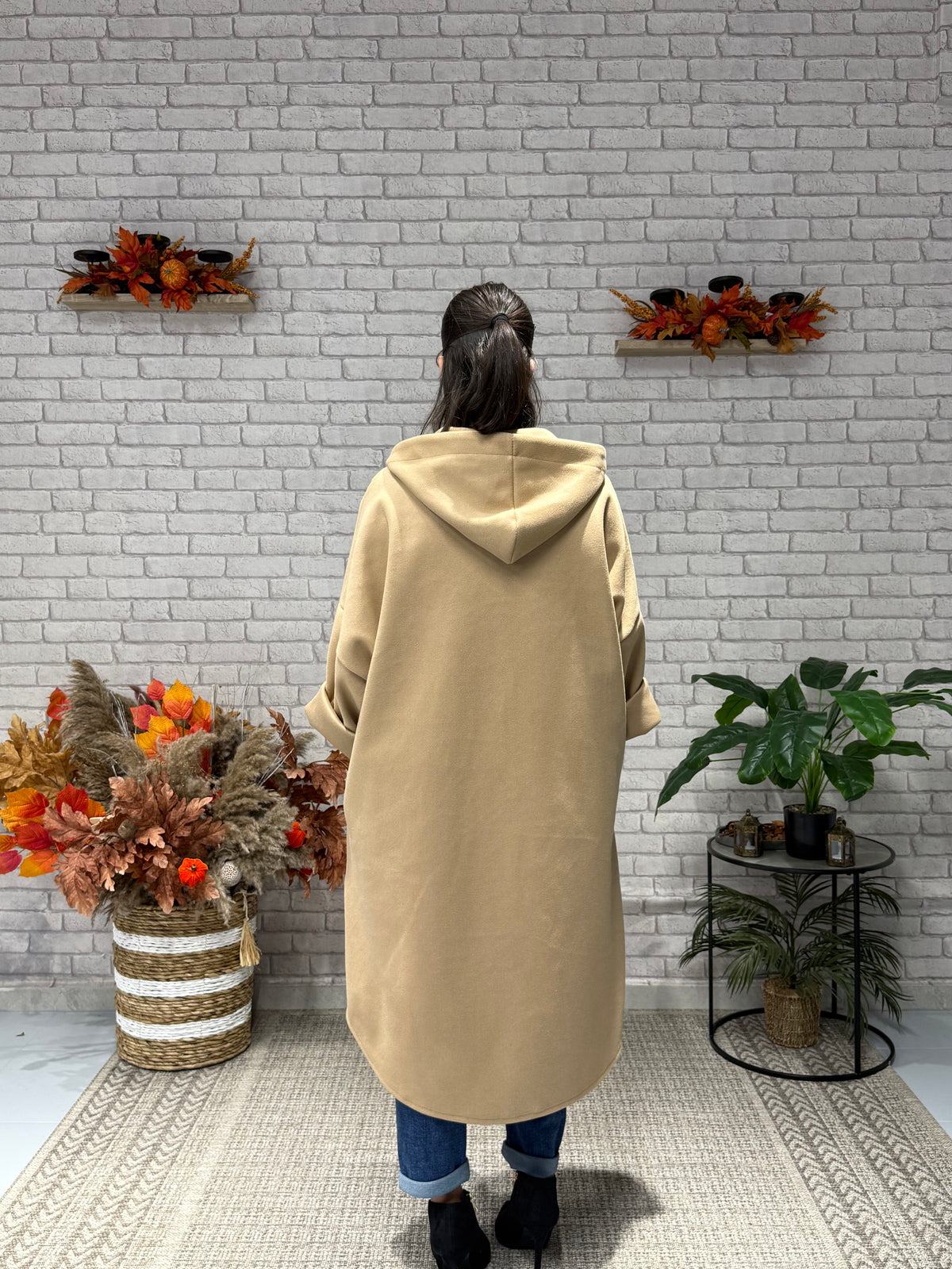 Oversize Παλτό με Κουκούλα