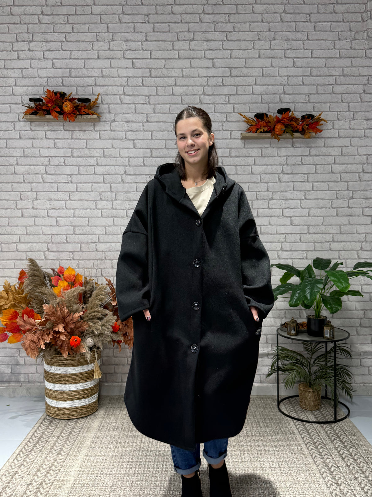 Oversize Παλτό με Κουκούλα