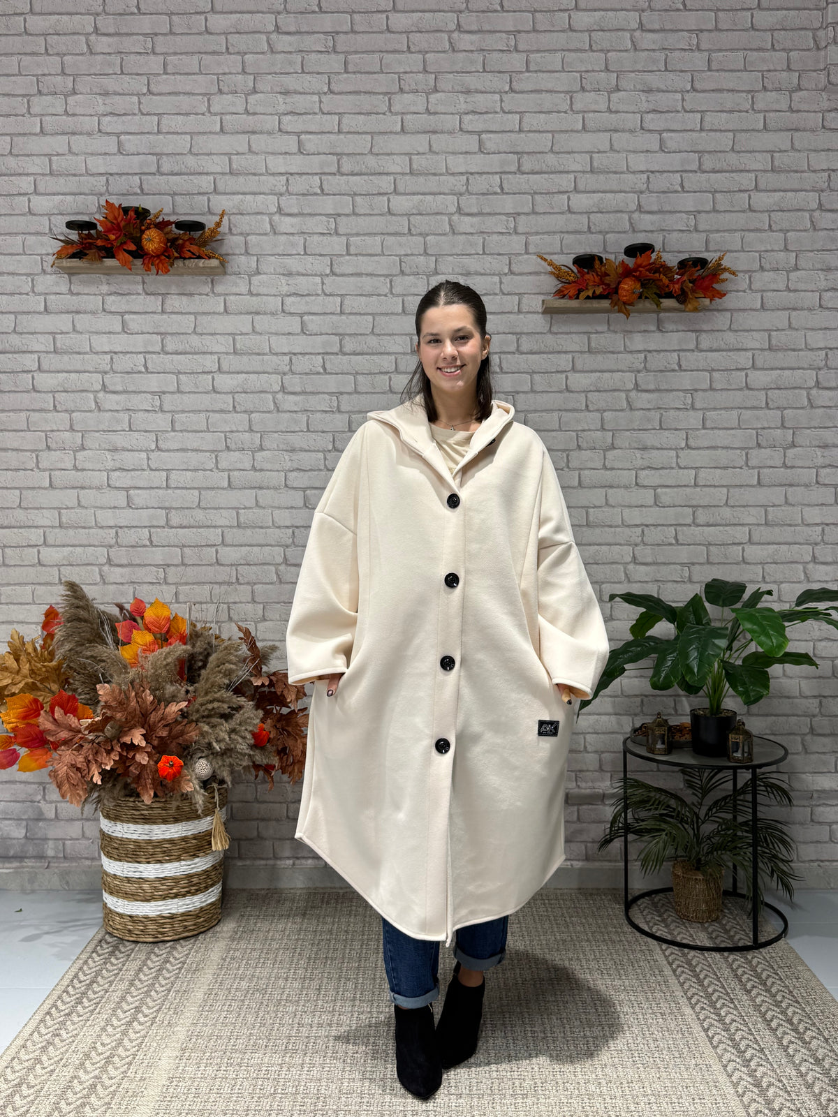 Oversize Παλτό με Κουκούλα