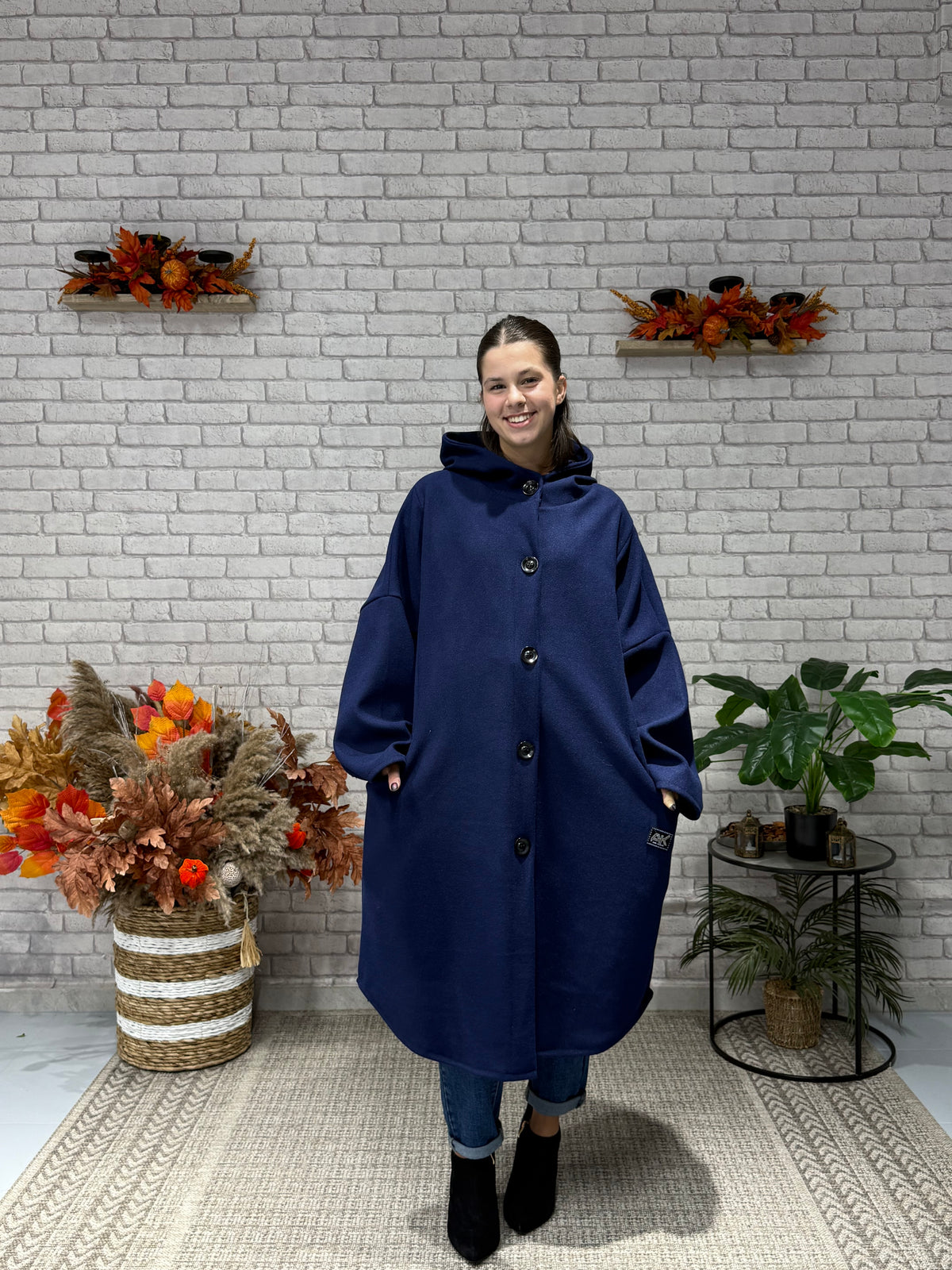 Oversize Παλτό με Κουκούλα