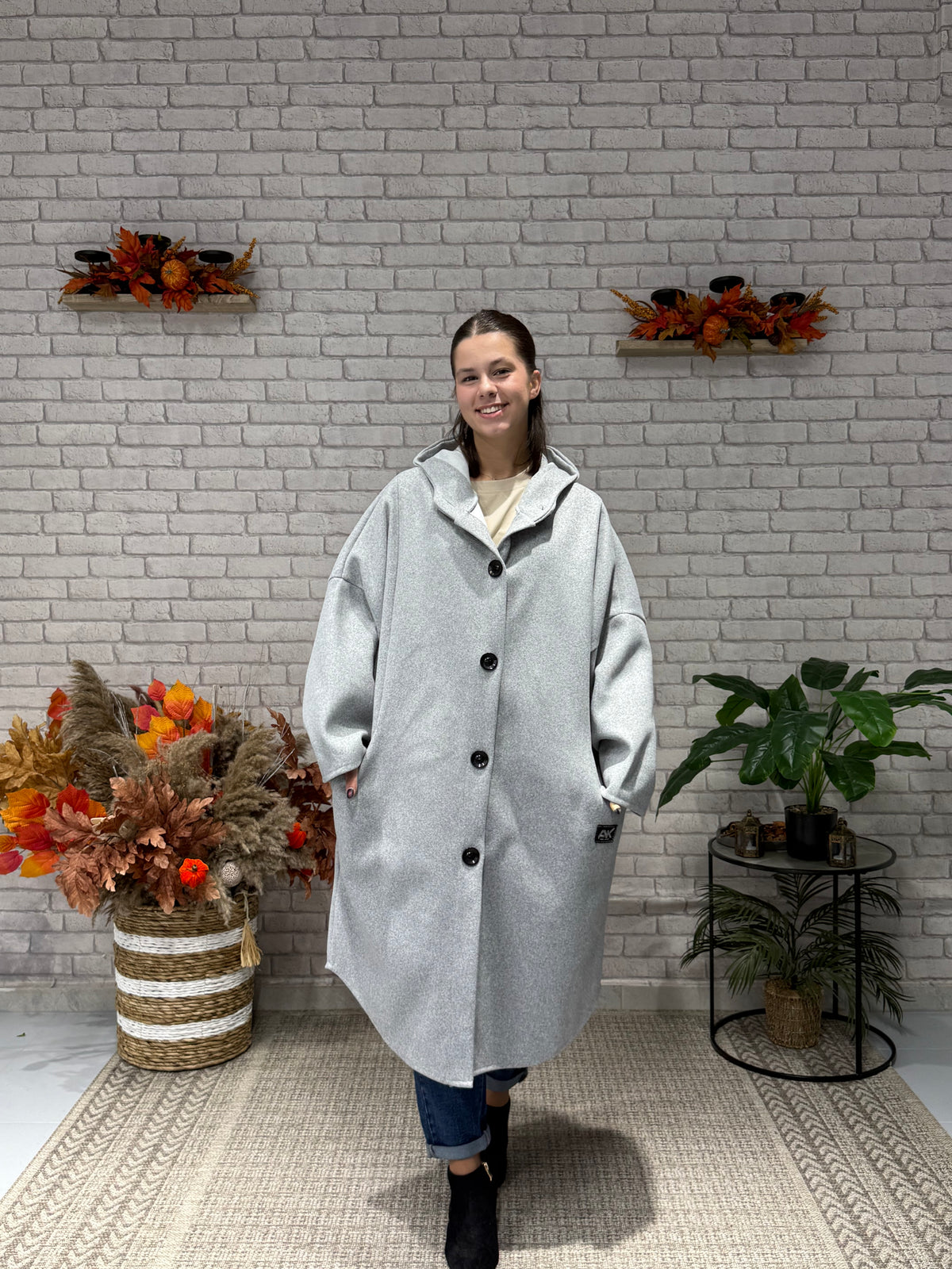 Oversize Παλτό με Κουκούλα