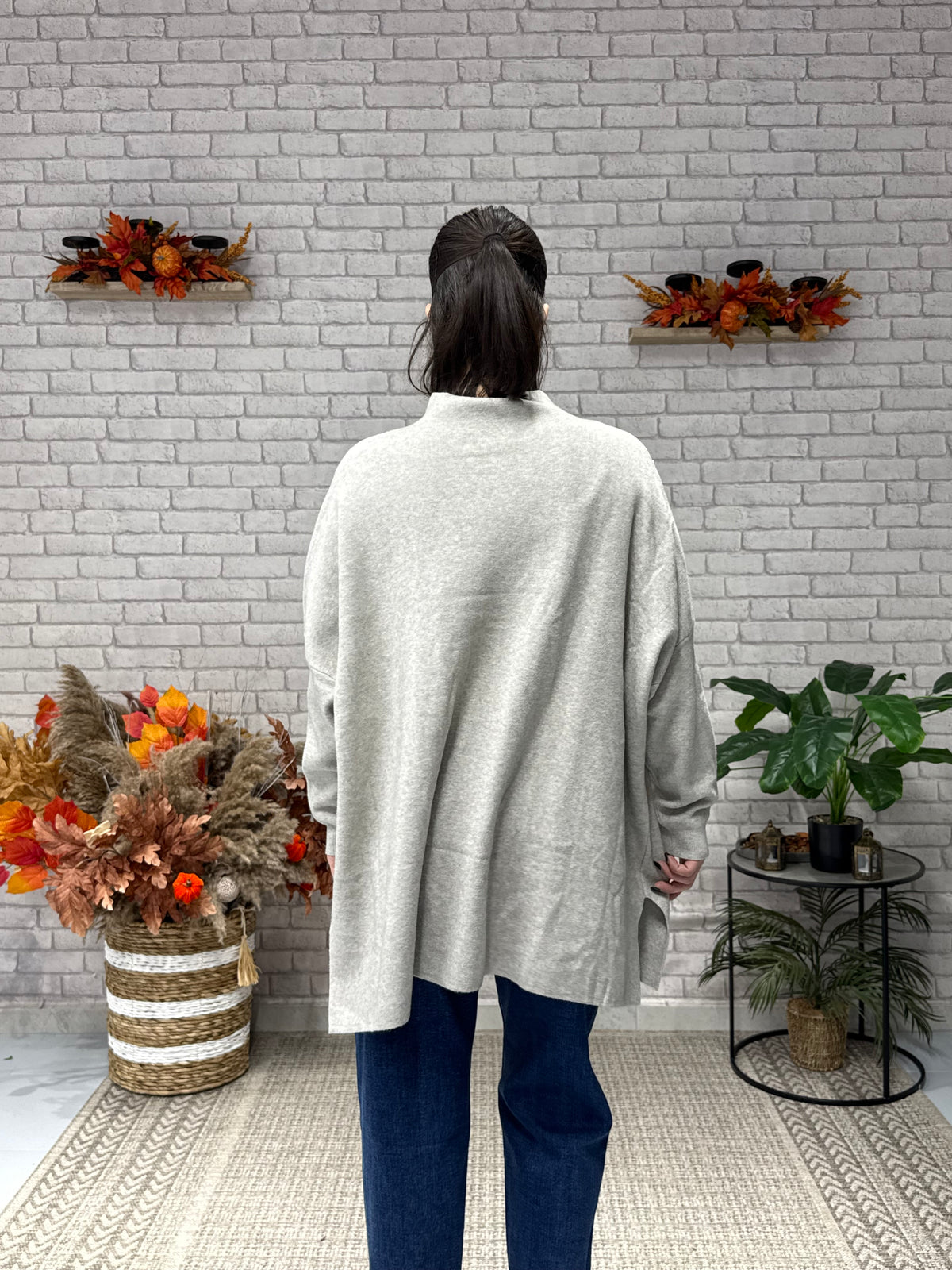 Πλεκτή Oversize Μπλούζα με Χρυσά Κουμπιά