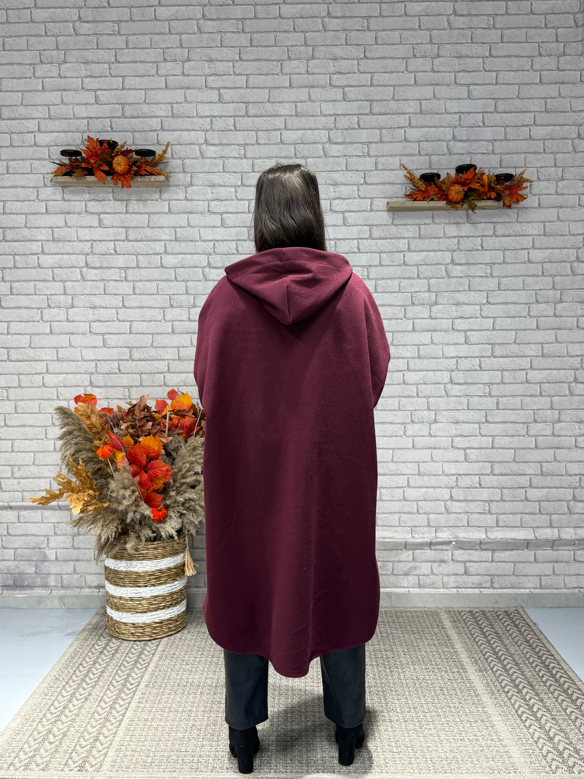 Oversize Παλτό με Κουκούλα