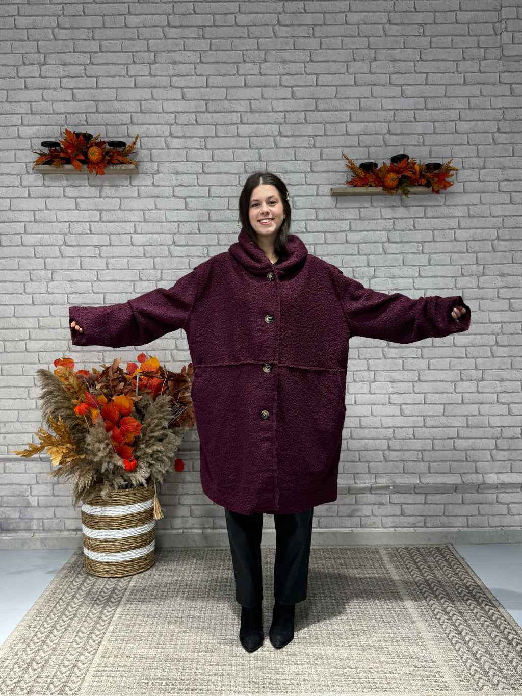 Oversize Μπουκλέ παλτό σε διάφορα χρώματα