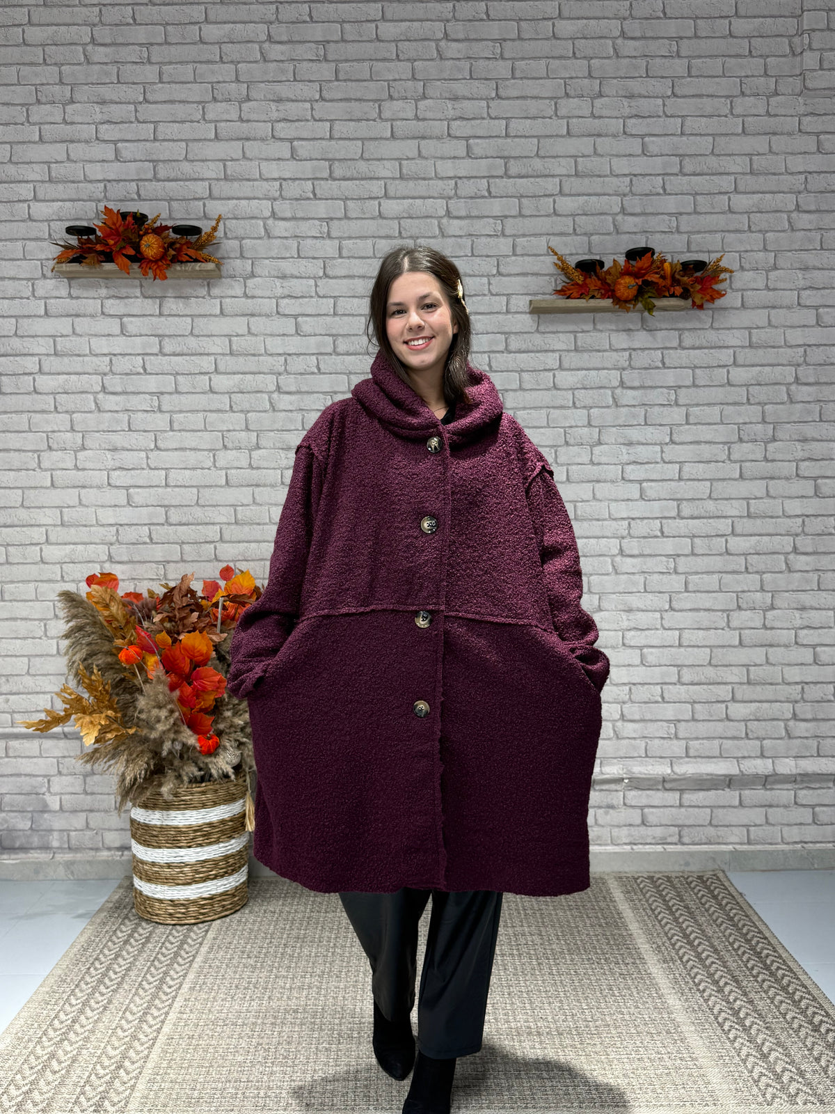 Oversize Μπουκλέ παλτό σε διάφορα χρώματα