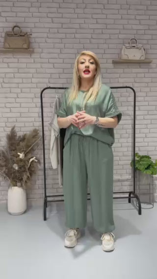 Καλοκαιρινό σετ με κέντημα στο μανίκι